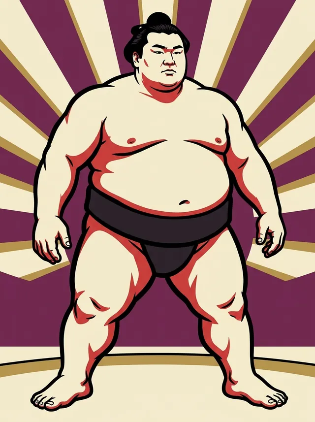 AI-generated illustration of a representative sumo wrestler. Not a photograph or a likeness of Tsurugisho Momotaro.