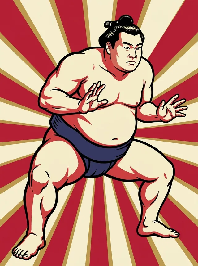 AI-generated illustration of a representative sumo wrestler. Not a photograph or a likeness of Tsurugidake Teruki.