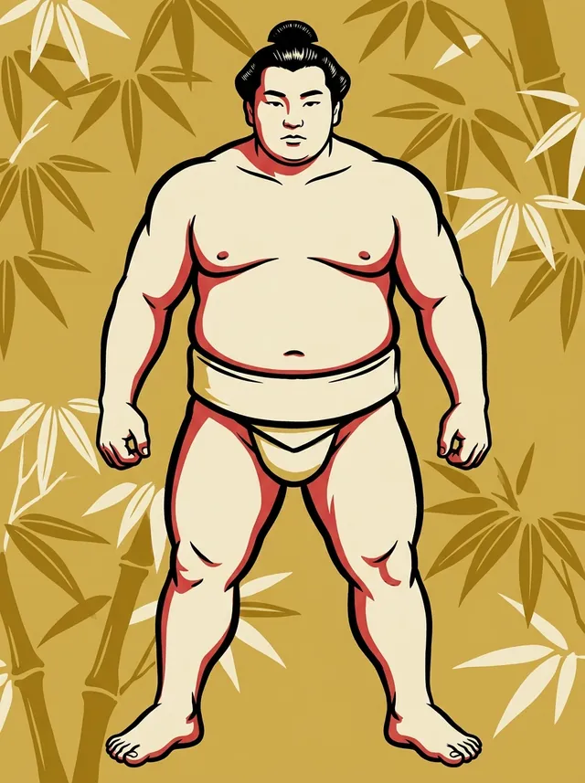 AI-generated illustration of a representative sumo wrestler. Not a photograph or a likeness of Chiyonokuni Toshiki.