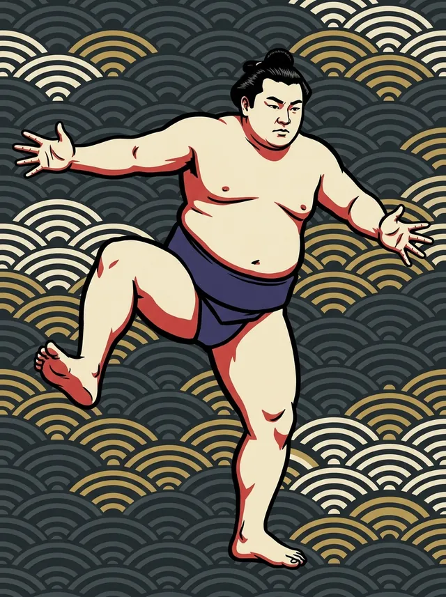 AI-generated illustration of a representative sumo wrestler. Not a photograph or a likeness of Kitakachidoki Hayato.