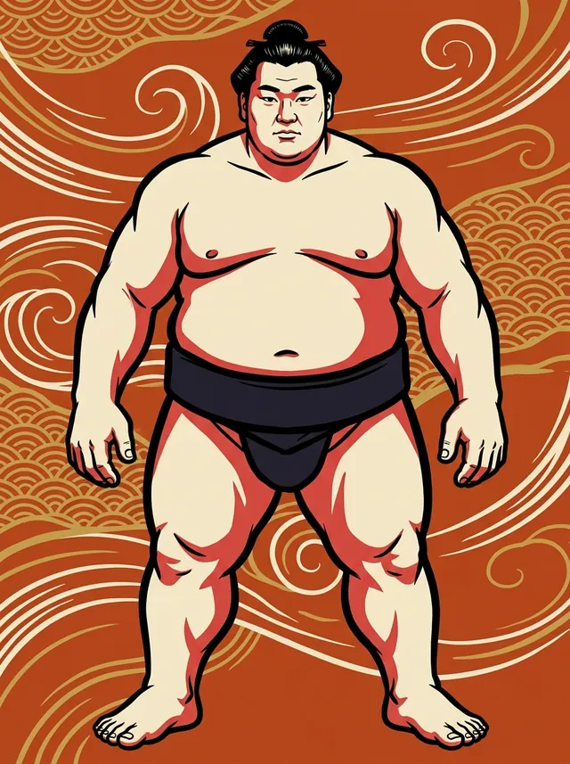 AI-generated illustration of a representative sumo wrestler. Not a photograph or a likeness of Kitataiki Akeyoshi.
