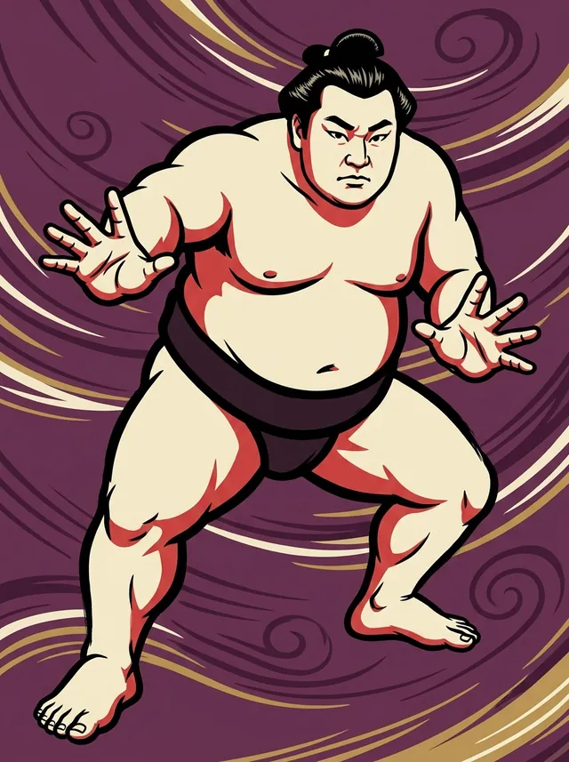 AI-generated illustration of a representative sumo wrestler. Not a photograph or a likeness of Chiyohakuho Daiki.