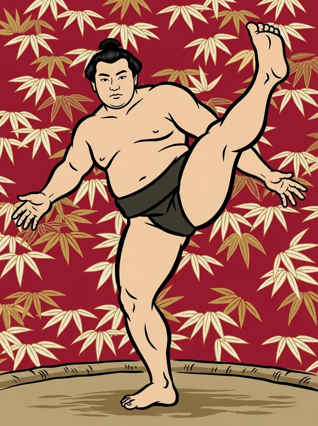 AI-generated illustration of a representative sumo wrestler. Not a photograph or a likeness of Yoshiiyama Tomoichiro.