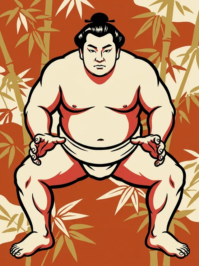 AI-generated illustration of a representative sumo wrestler. Not a photograph or a likeness of Tosayutaka Yuya.