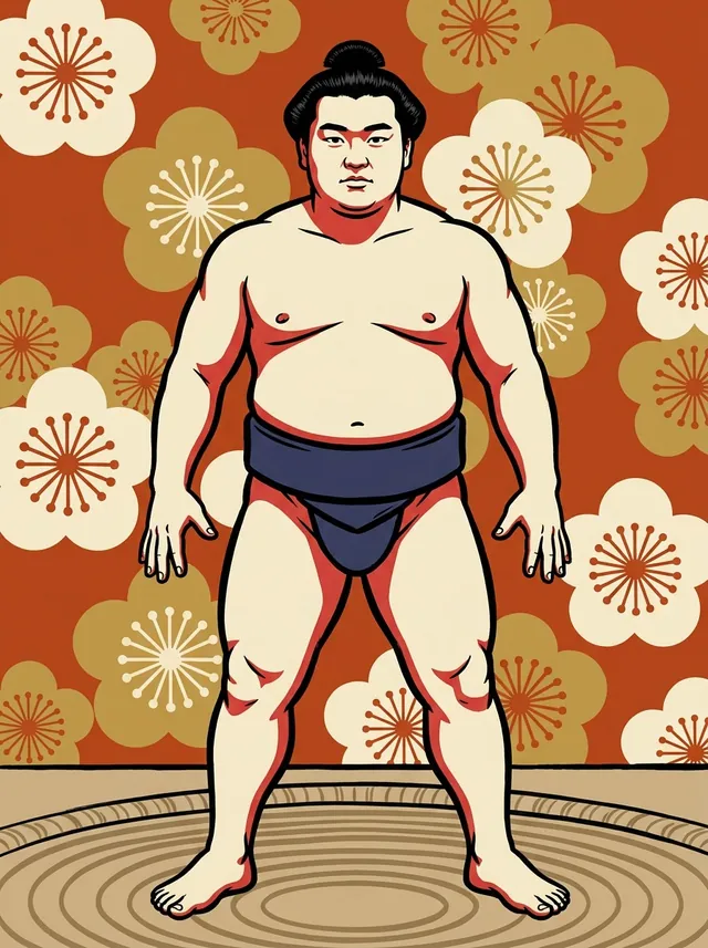AI-generated illustration of a representative sumo wrestler. Not a photograph or a likeness of Toshuzan Koichiro.