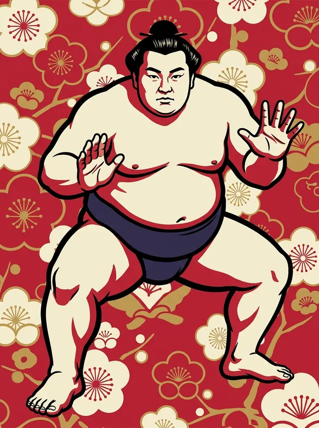 AI-generated illustration of a representative sumo wrestler. Not a photograph or a likeness of Oiwato Yoshiyuki.