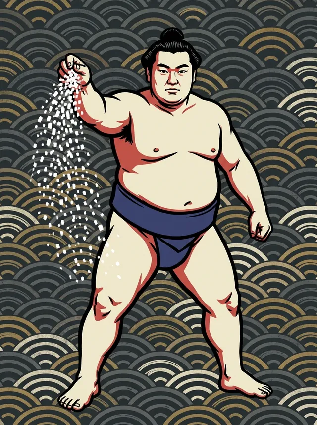 AI-generated illustration of a representative sumo wrestler. Not a photograph or a likeness of Daio Yoshinobu.