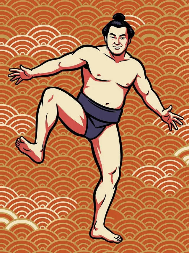 AI-generated illustration of a representative sumo wrestler. Not a photograph or a likeness of Onobori Mitsuhiro.