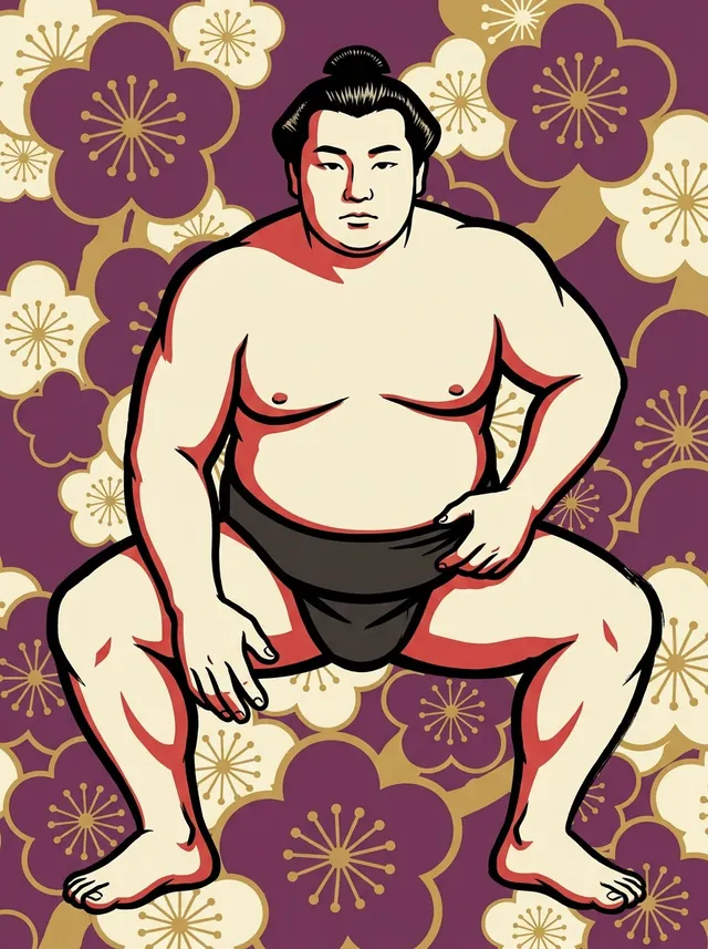 AI-generated illustration of a representative sumo wrestler. Not a photograph or a likeness of Dairyugawa Kazuo.