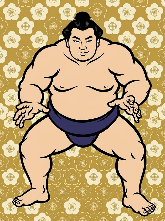 AI-generated illustration of a representative sumo wrestler. Not a photograph or a likeness of Terunoumi Masato.