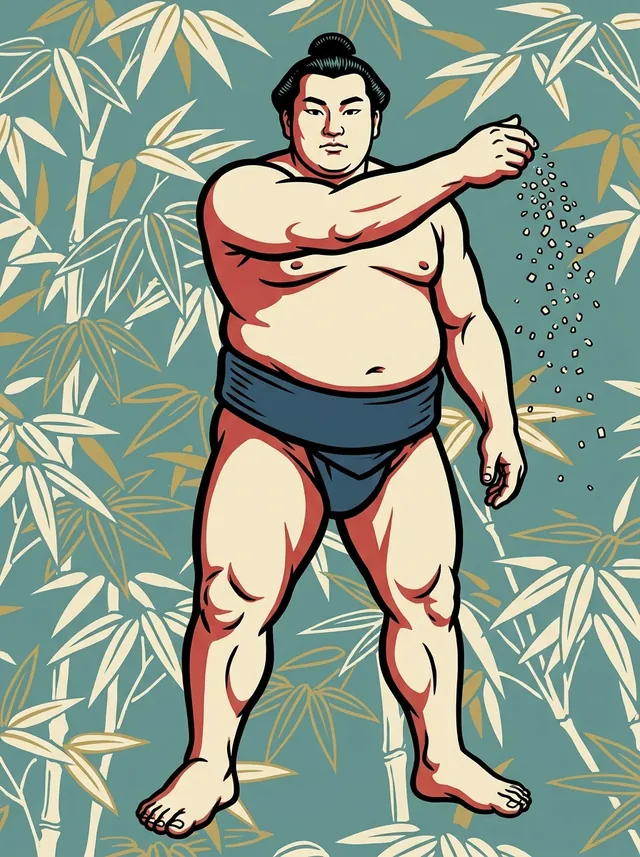AI-generated illustration of a representative sumo wrestler. Not a photograph or a likeness of Amanoyama Shizuo.