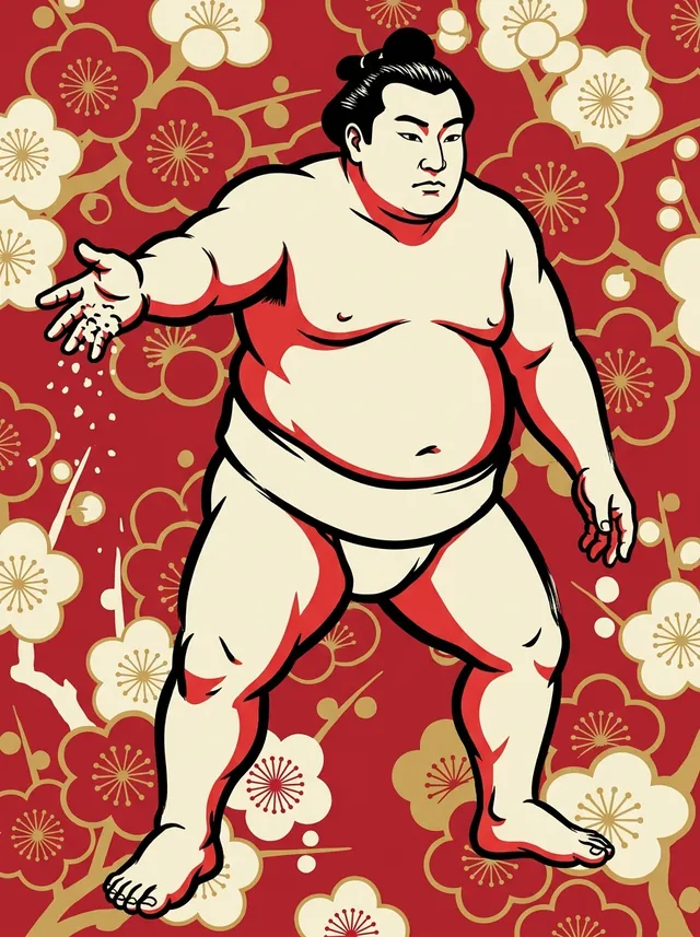 AI-generated illustration of a representative sumo wrestler. Not a photograph or a likeness of Akua Shoma.