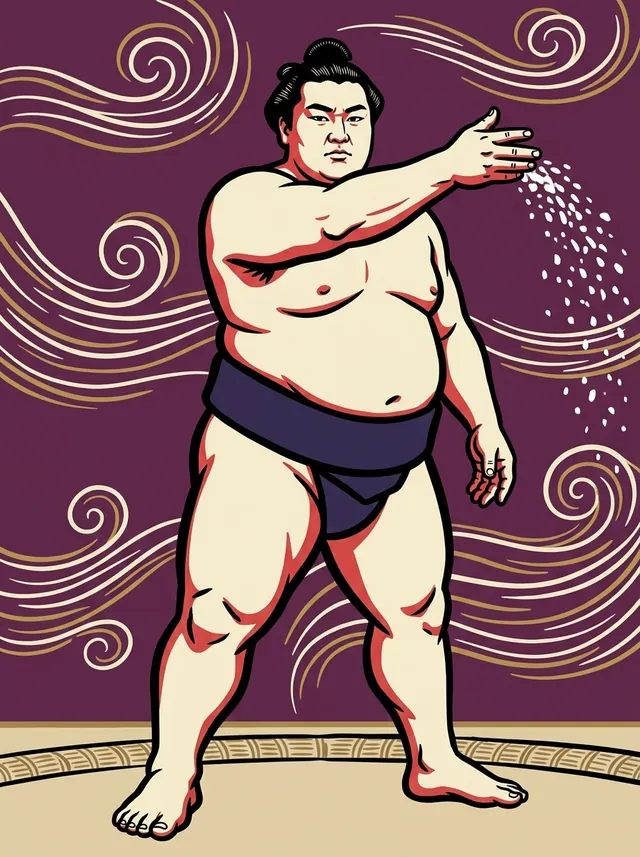 AI-generated illustration of a representative sumo wrestler. Not a photograph or a likeness of Amakaze Kento.