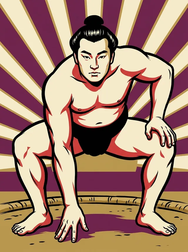 AI-generated illustration of a representative sumo wrestler. Not a photograph or a likeness of Tenryu Genichiro.