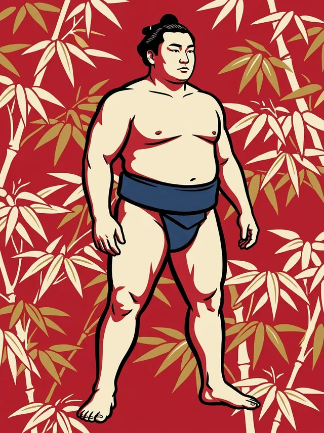 AI-generated illustration of a representative sumo wrestler. Not a photograph or a likeness of Shimanishiki Hiroshi.