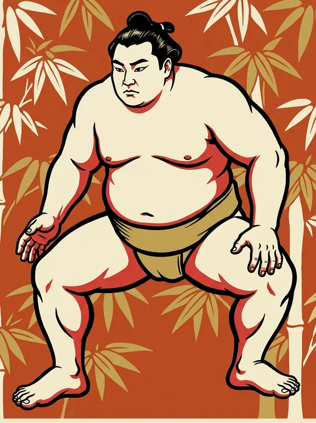 AI-generated illustration of a representative sumo wrestler. Not a photograph or a likeness of Kizenryu Takashi.