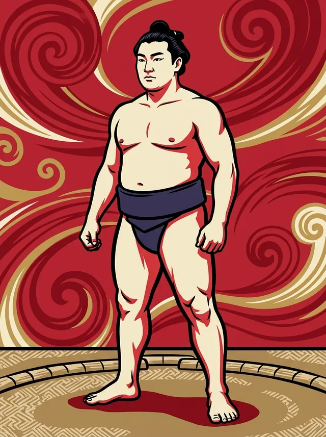AI-generated illustration of a representative sumo wrestler. Not a photograph or a likeness of Tsunenoyama Katsumasa.