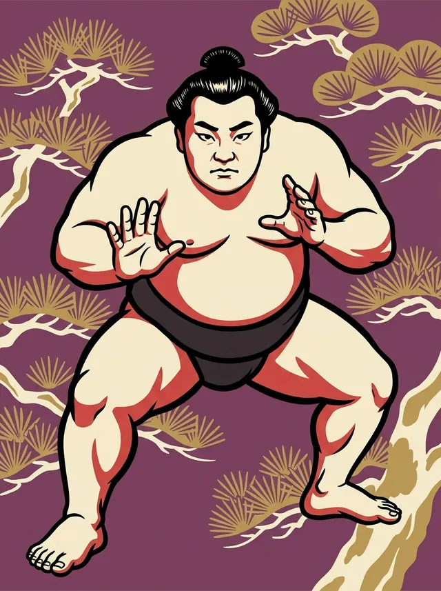 AI-generated illustration of a representative sumo wrestler. Not a photograph or a likeness of Sumiya Kazuyoshi.