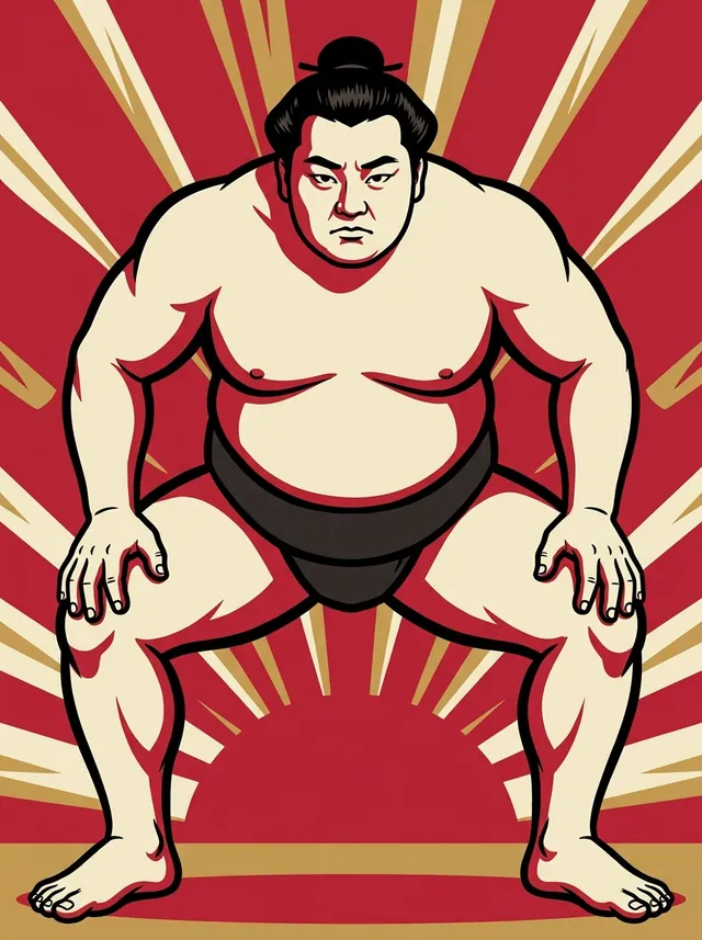 AI-generated illustration of a representative sumo wrestler. Not a photograph or a likeness of Keitenkai Kosei.