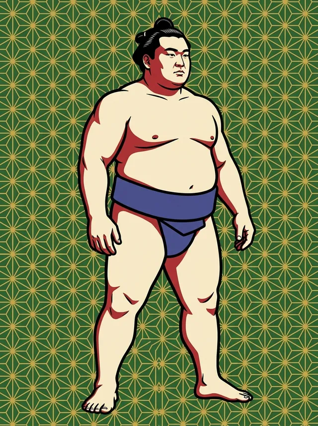 AI-generated illustration of a representative sumo wrestler. Not a photograph or a likeness of Kyokutaisei Takuya.