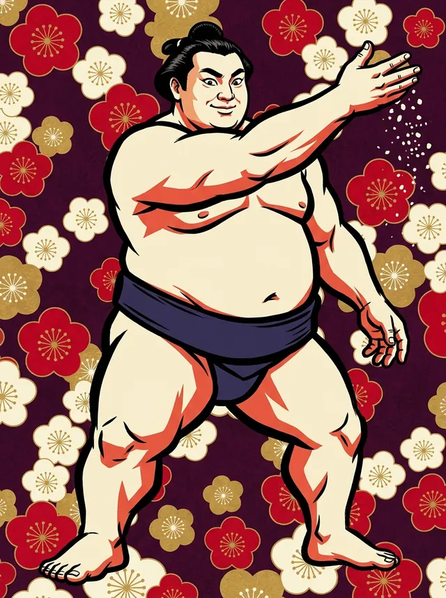 AI-generated illustration of a representative sumo wrestler. Not a photograph or a likeness of Akiseyama Mitsuhiko.