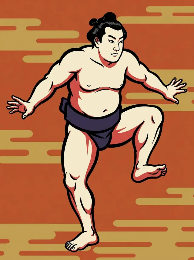 AI-generated illustration of a representative sumo wrestler. Not a photograph or a likeness of Hoshikabuto Saneyoshi.