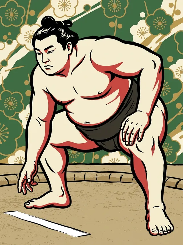 AI-generated illustration of a representative sumo wrestler. Not a photograph or a likeness of Hoshiiwato Yuji.