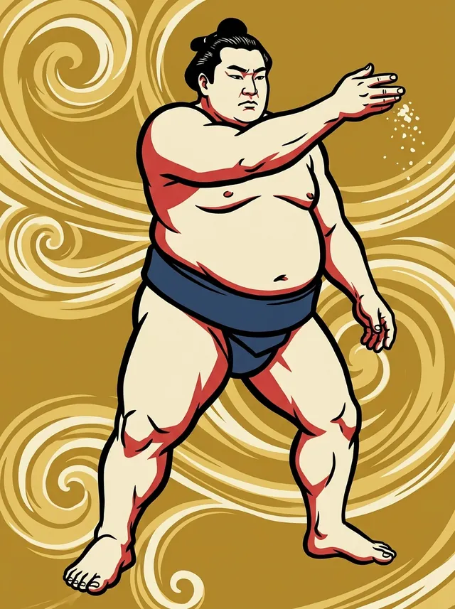 AI-generated illustration of a representative sumo wrestler. Not a photograph or a likeness of Asabenkei Daikichi.
