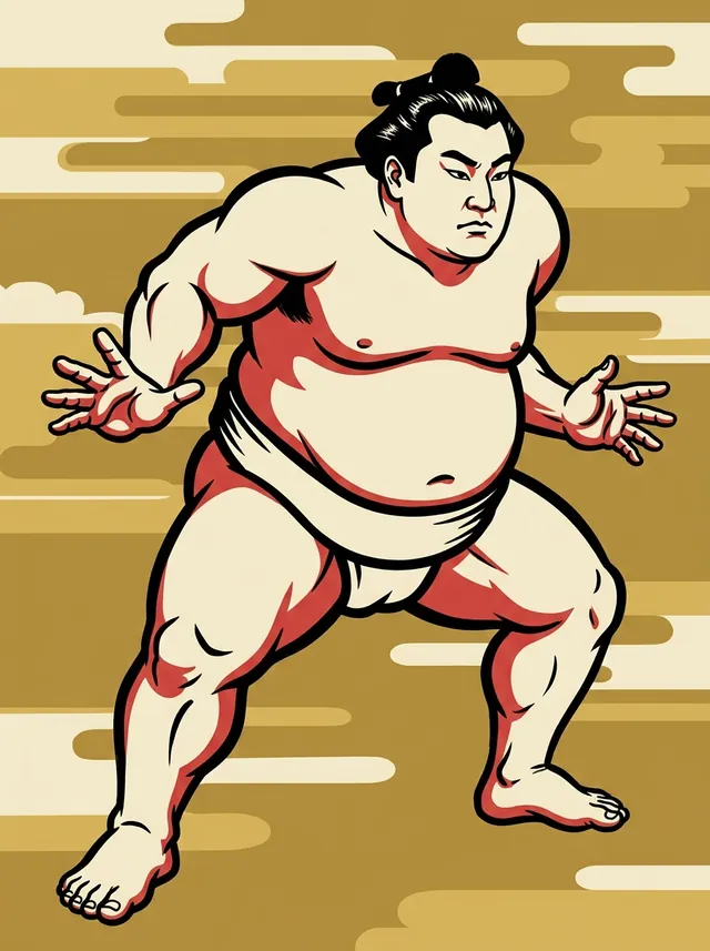 AI-generated illustration of a representative sumo wrestler. Not a photograph or a likeness of Kimurayama Mamoru.