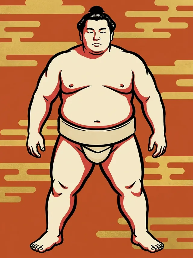 AI-generated illustration of a representative sumo wrestler. Not a photograph or a likeness of Tochimusashi Yota.