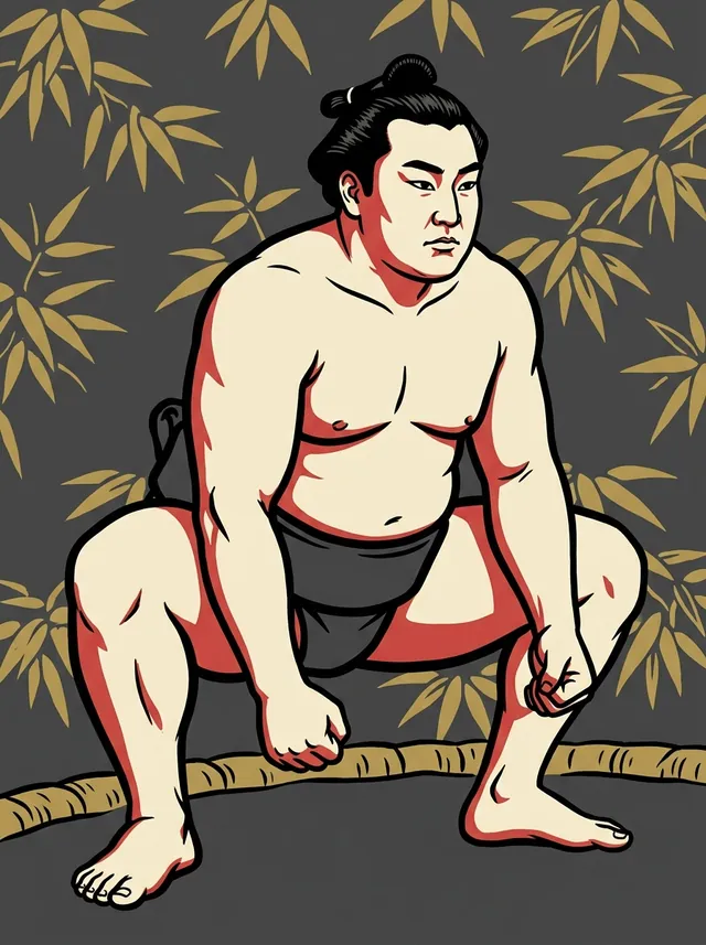 AI-generated illustration of a representative sumo wrestler. Not a photograph or a likeness of Tochioyama Yuki.