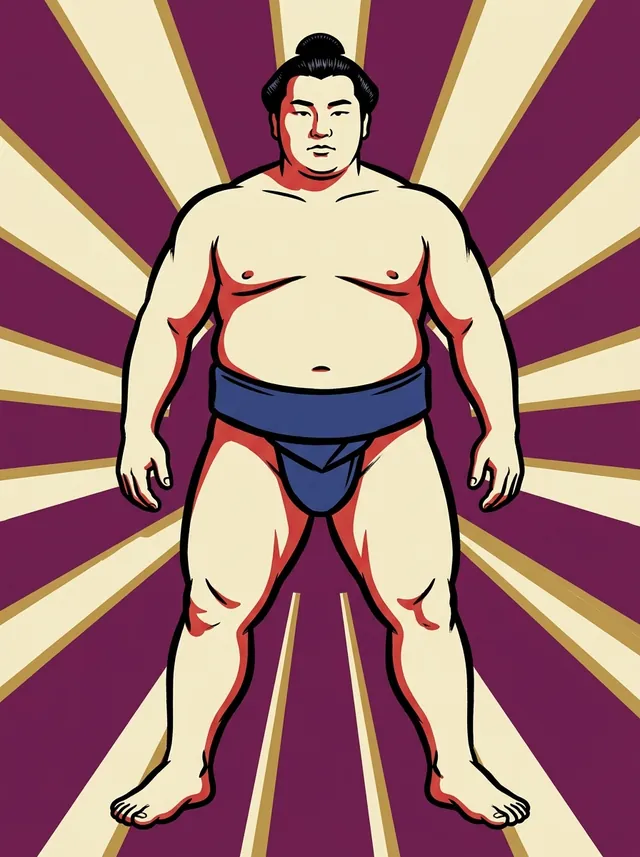 AI-generated illustration of a representative sumo wrestler. Not a photograph or a likeness of Kiyoenami Kazutsuna.