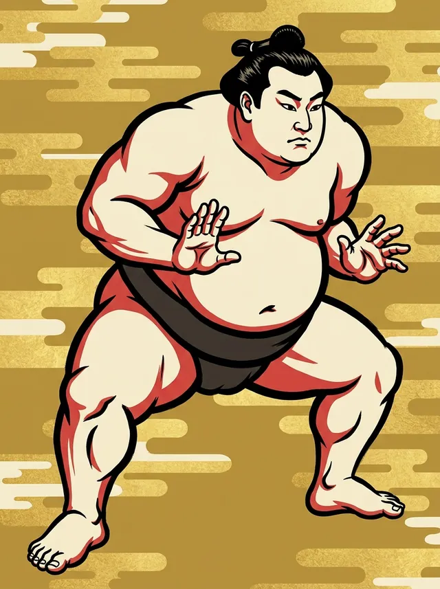 AI-generated illustration of a representative sumo wrestler. Not a photograph or a likeness of Ushiomaru Motoyasu.