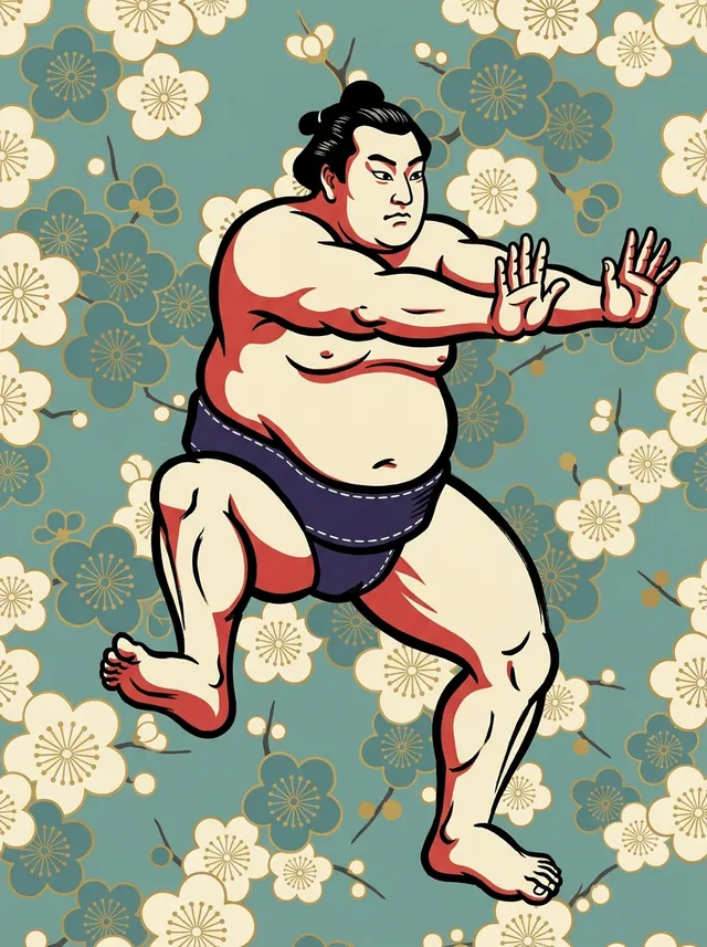 AI-generated illustration of a representative sumo wrestler. Not a photograph or a likeness of Katayama Shinji.