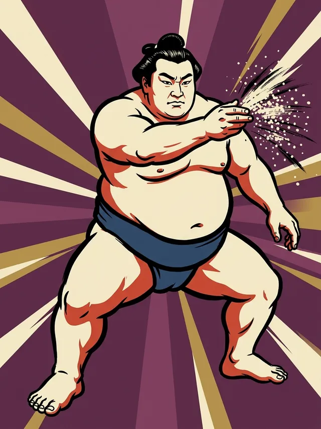 AI-generated illustration of a representative sumo wrestler. Not a photograph or a likeness of Yotsukasa Dai.