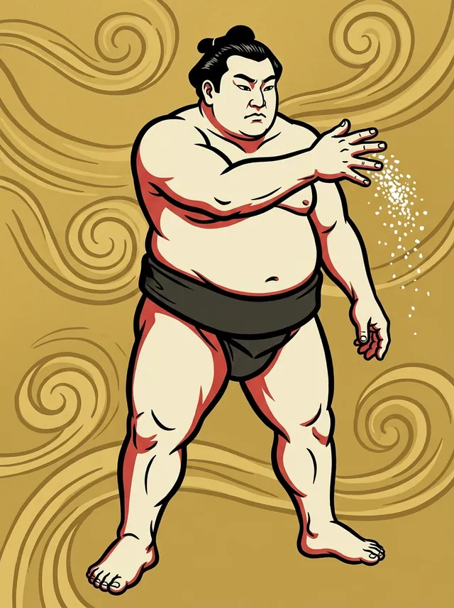 AI-generated illustration of a representative sumo wrestler. Not a photograph or a likeness of Tamamitsukuni Kitaro.