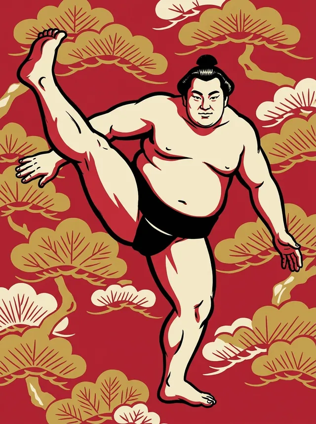 AI-generated illustration of a representative sumo wrestler. Not a photograph or a likeness of Tamakairiki Tsuyoshi.