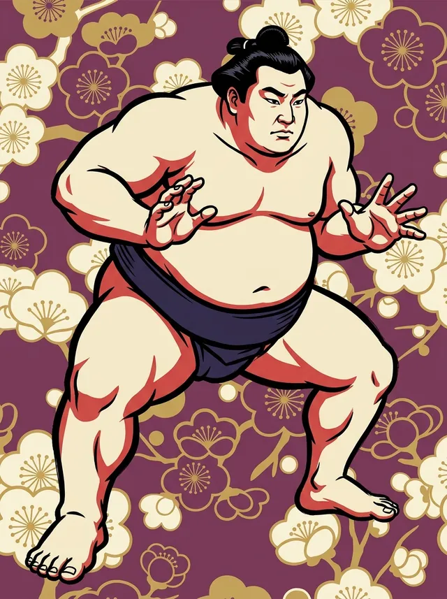 AI-generated illustration of a representative sumo wrestler. Not a photograph or a likeness of Kotobeppu Yohei.