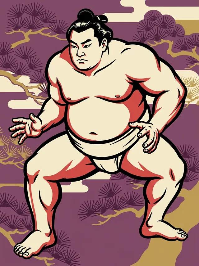 AI-generated illustration of a representative sumo wrestler. Not a photograph or a likeness of Kototsubaki Katsuyuki.