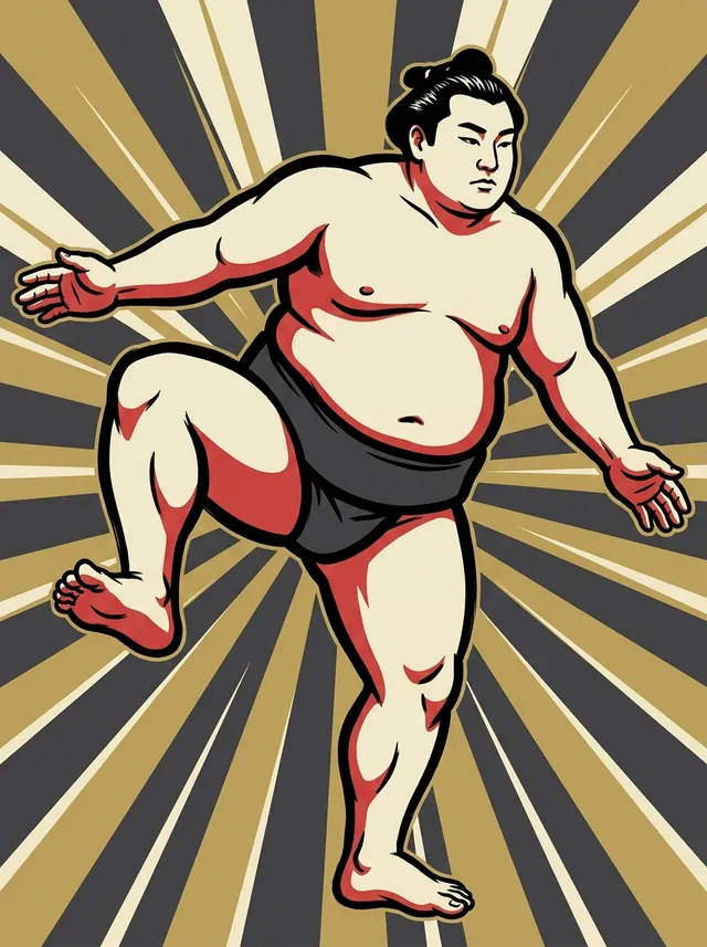 AI-generated illustration of a representative sumo wrestler. Not a photograph or a likeness of Kotoeko Mitsunori.