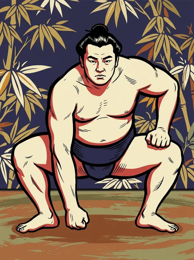 AI-generated illustration of a representative sumo wrestler. Not a photograph or a likeness of Kotoyusho Yoshihiro.