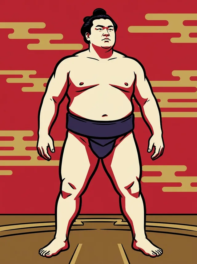 AI-generated illustration of a representative sumo wrestler. Not a photograph or a likeness of Otsukasa Nobuhide.