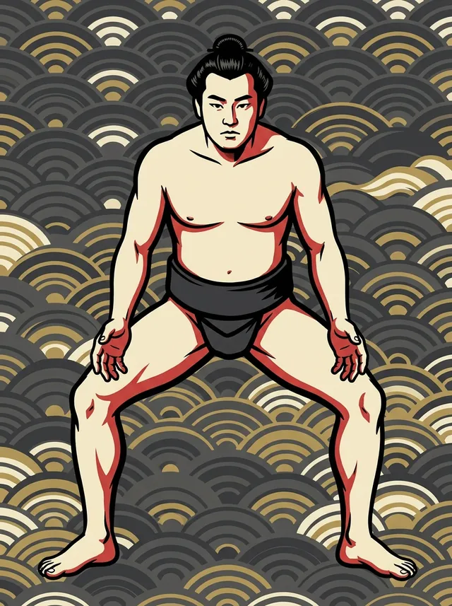 AI-generated illustration of a representative sumo wrestler. Not a photograph or a likeness of Shiraiwa Masatoshi.