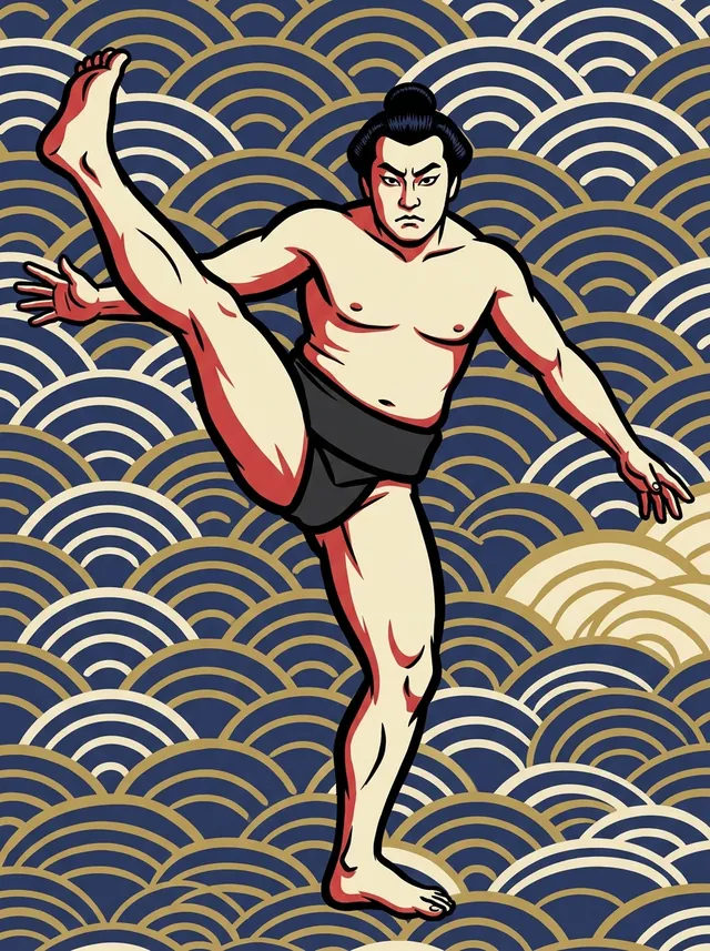 AI-generated illustration of a representative sumo wrestler. Not a photograph or a likeness of Shiratayama Hidetoshi.