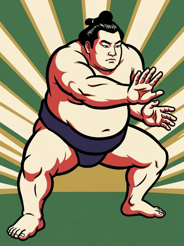 AI-generated illustration of a representative sumo wrestler. Not a photograph or a likeness of Hakuyozan Ryosuke.