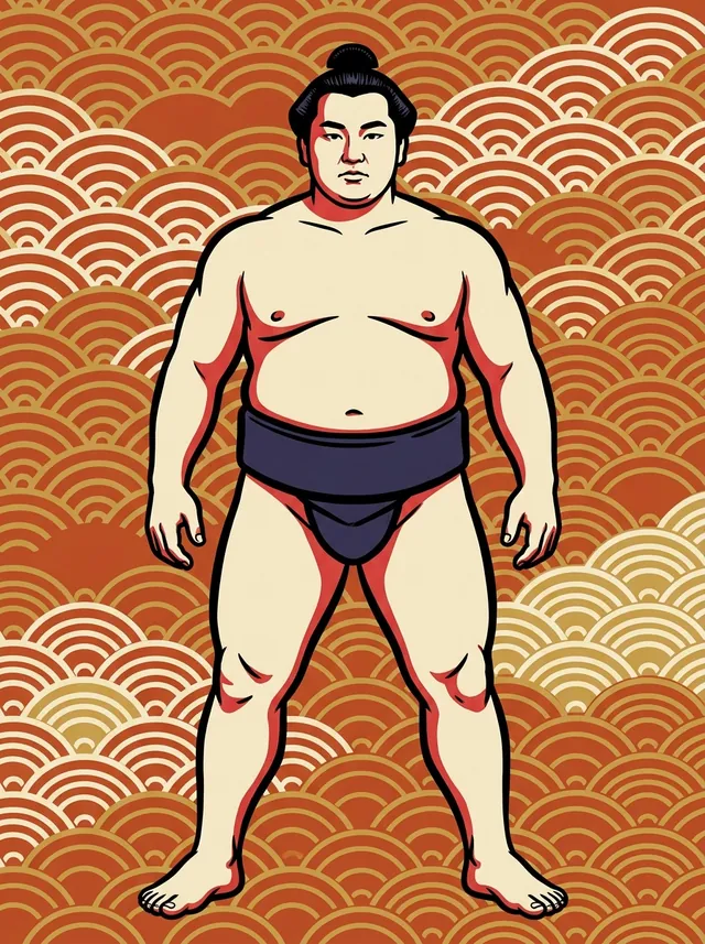 AI-generated illustration of a representative sumo wrestler. Not a photograph or a likeness of Hakuryuyama Norifumi.
