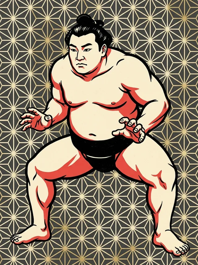 AI-generated illustration of a representative sumo wrestler. Not a photograph or a likeness of Shirononami Nobuhiro.