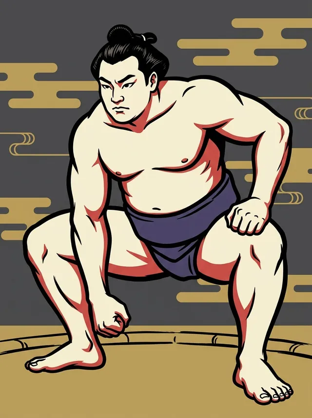 AI-generated illustration of a representative sumo wrestler. Not a photograph or a likeness of Shinko Katsunori.