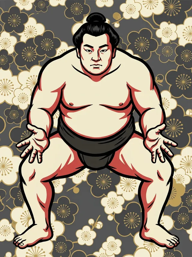 AI-generated illustration of a representative sumo wrestler. Not a photograph or a likeness of Ryuko Kawakami.