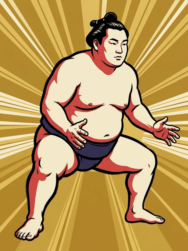 AI-generated illustration of a representative sumo wrestler. Not a photograph or a likeness of Higonoumi Naoya.